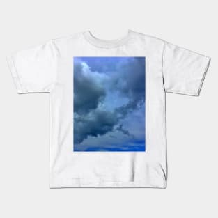 Blue Puffy Storm Clouds - Cloudy Day Kids T-Shirt